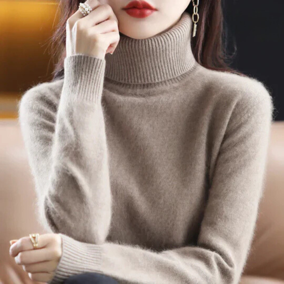 Variant image for Cashmere Sweater, High Neck Design, Flattering Fitted Style-1