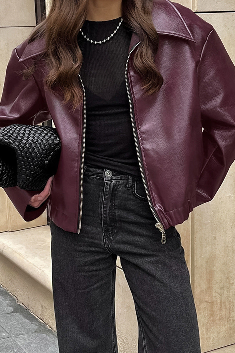 Oversized Leather Jacket, Women’s Outerwear, Premium Genuine Leather-4