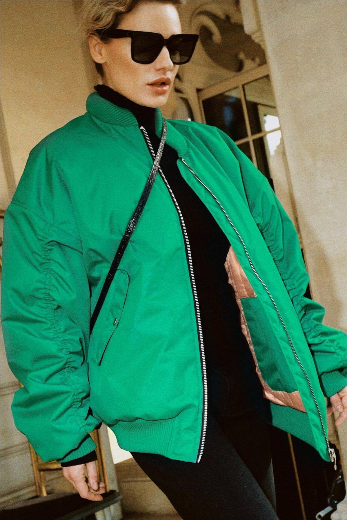 Variant image for Bomber Jacket, Oversized Style, Lightweight Polyester-1