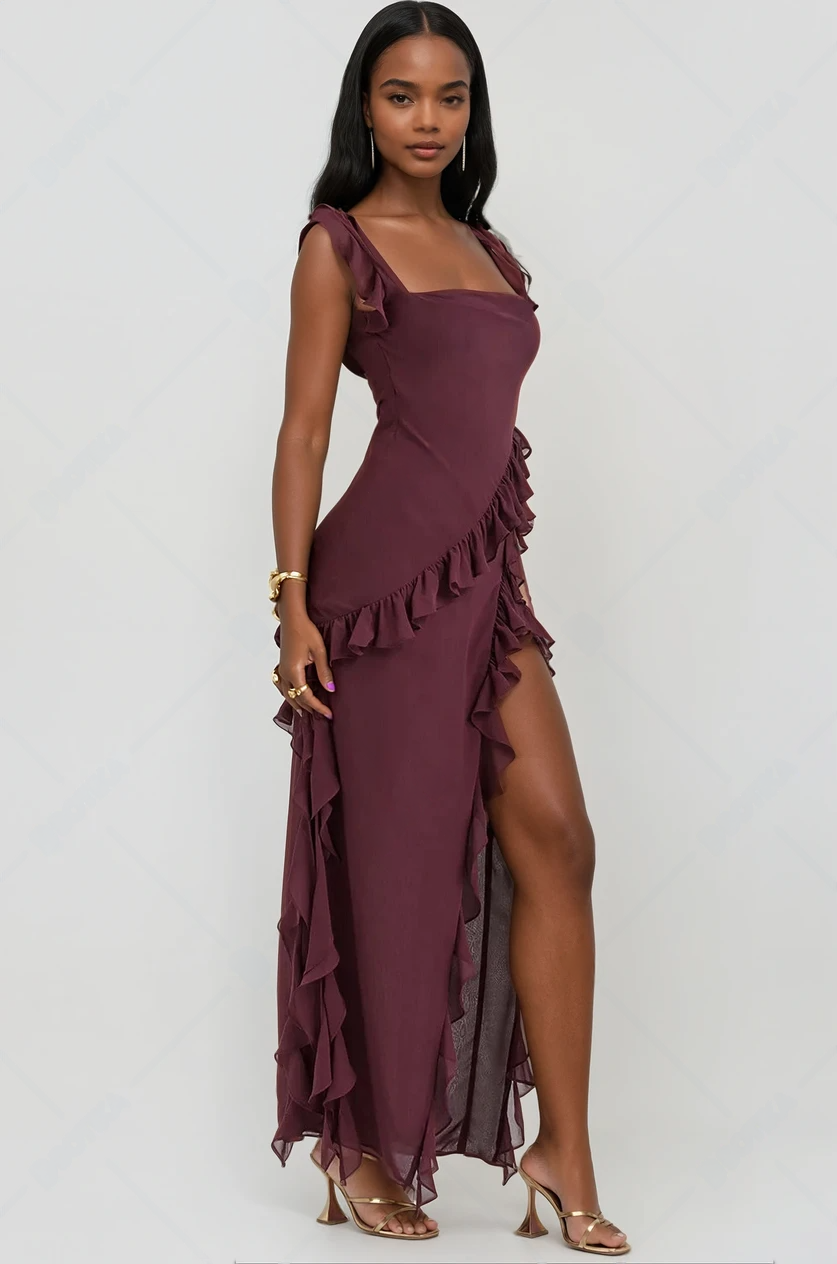 Women's Elegant Ruffle Cocktail Dress - Modistia