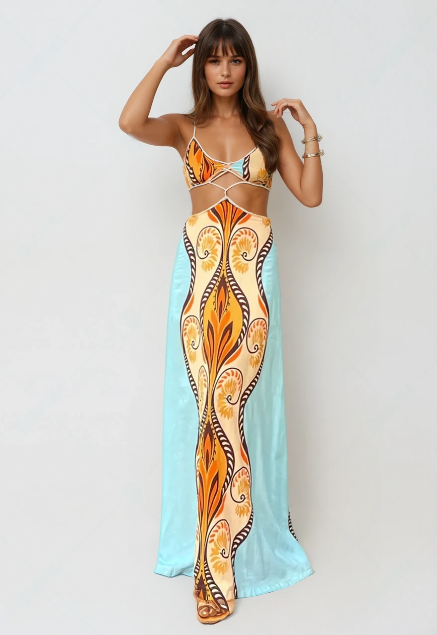 Tropical Vacation Spaghetti Strap Dress – Flowy & Elegant