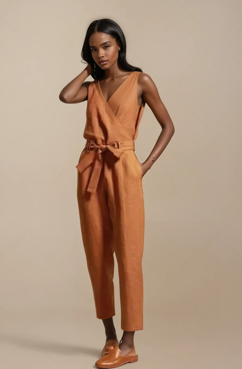 Elegant V-Neck Sleeveless Jumpsuit – Chic & Flattering Fit