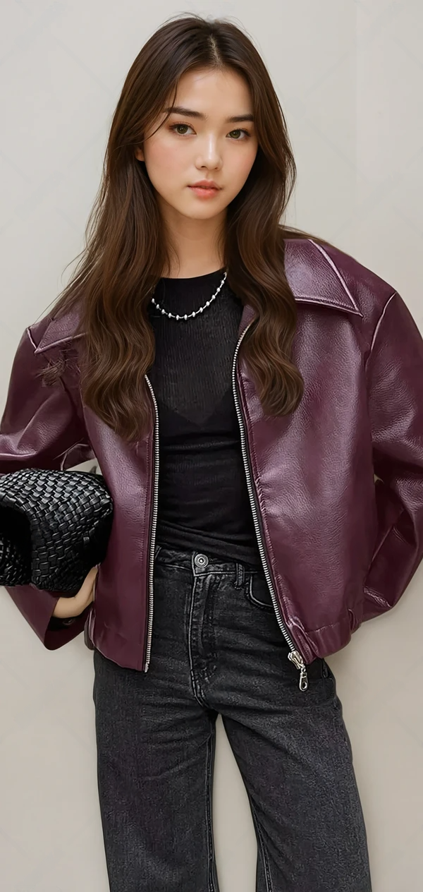 Oversized Leather Jacket, Women’s Outerwear, Premium Genuine Leather