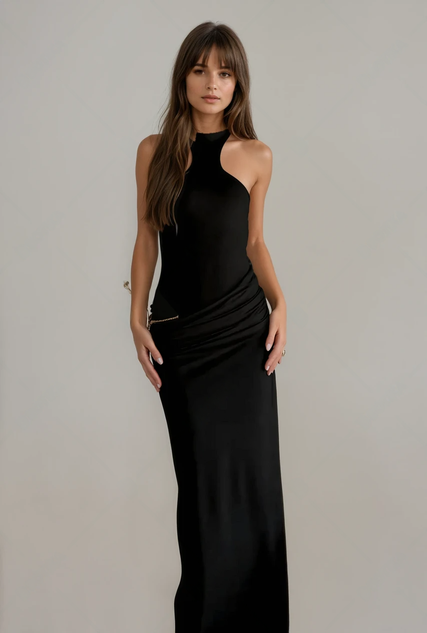 Sultry Sleeveless Cut-Out Maxi Dress – Chic & Flattering Fit