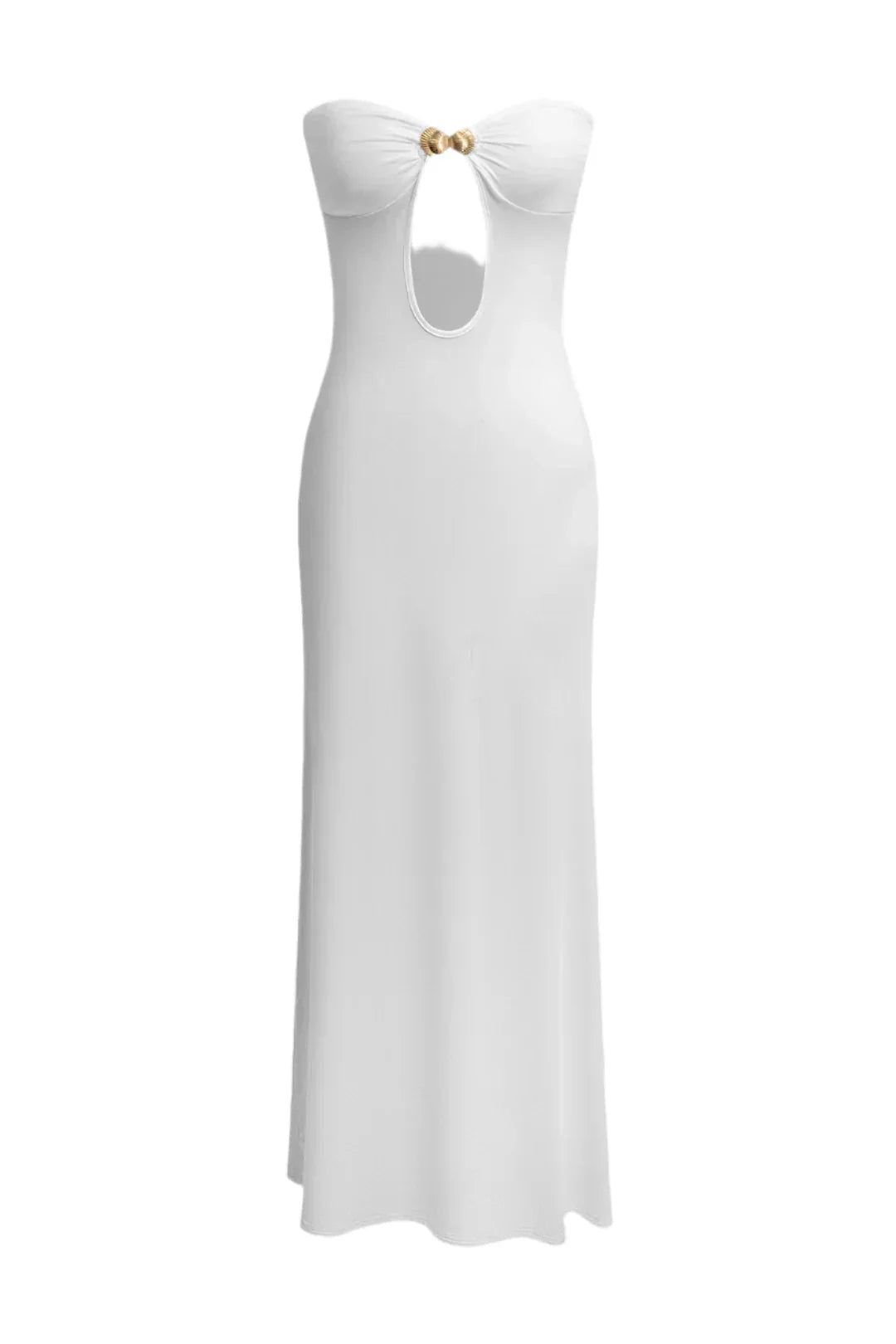 Women's White Strapless Maxi Dress Size M - Modistia-1