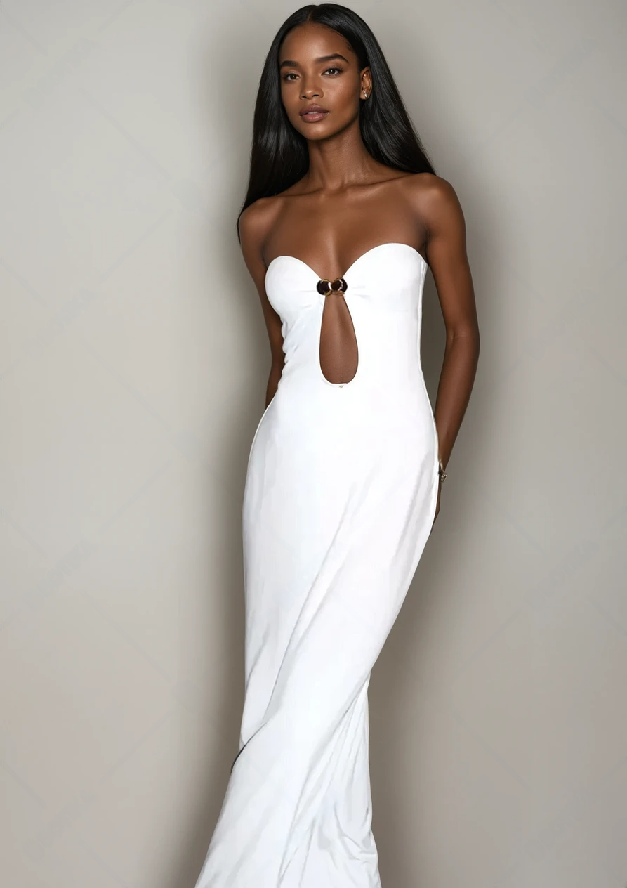 Women's White Strapless Maxi Dress - Modistia