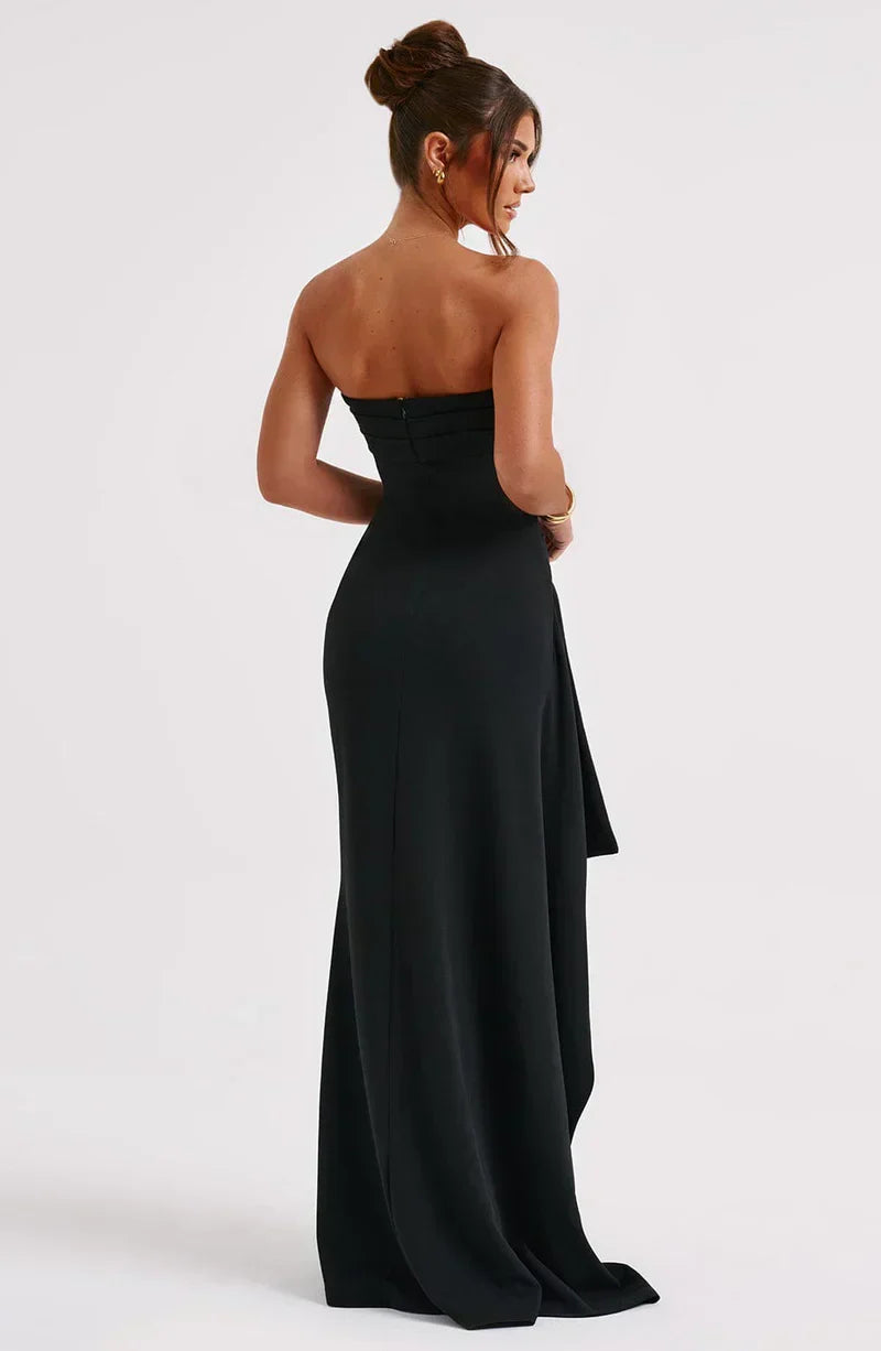 Black Maxi Dress, Long Dress, Elegant Off-Shoulder Design-4